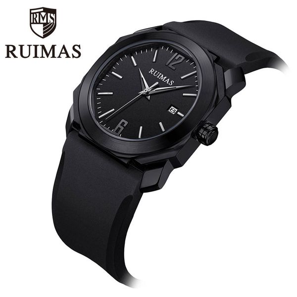 

2020 ruimas men's quartz watches male clock men's military wrist watch for men luxury casual waterproof gentleman branded watch, Slivery;brown