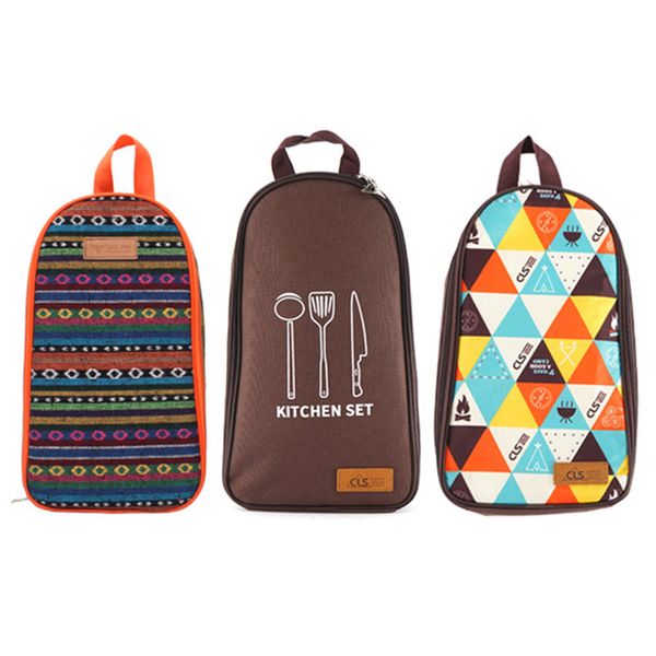 

picnic bags national style camp utensil organizer bbq cookware utensils kit carrying cutting board, rice paddle, tongs, scissors