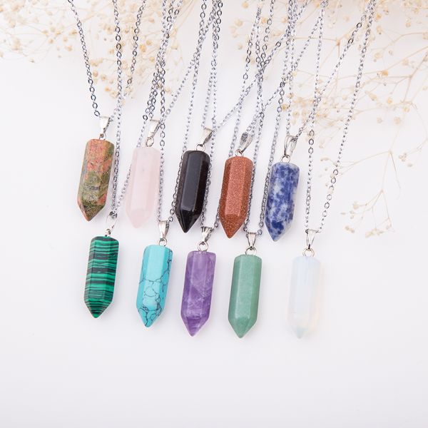 

2017 natural stone crystal quartz opal point charms pendants necklaces neckalce power healing chakra reiki fashion jewelry, Silver