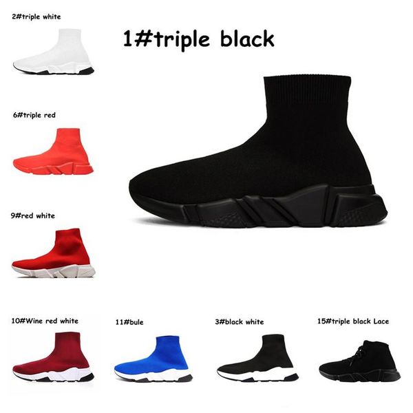 

2020 дизайнер обувь speed ​​trainer платформа casual тройных носки красной була белого мужской плоские женщин способ размеров спортивных кро, Black