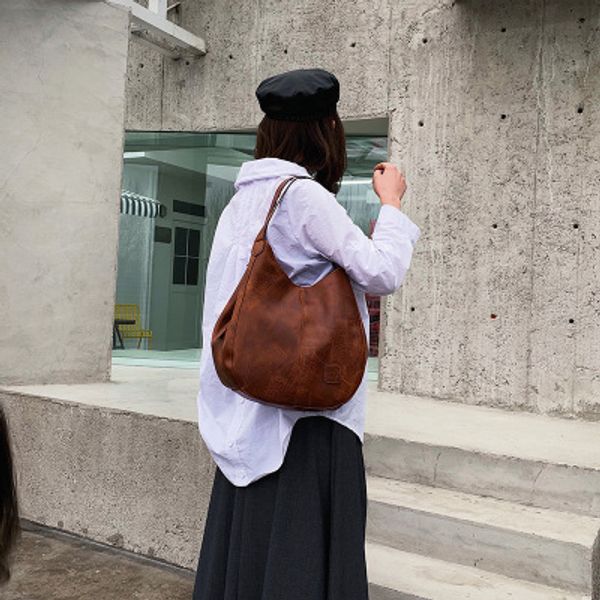 

korean wild retro soft leather tote bag shoulder bag multi-compartment literary simple leisure ms. messenger bag