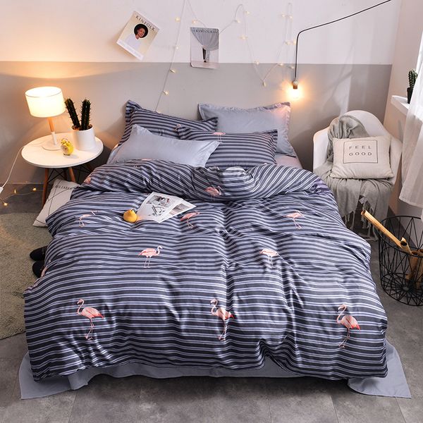 

denisroom pink dot heart printing bed linens cute bedding sets bed duvet cover set kid quilt cover bed sheets