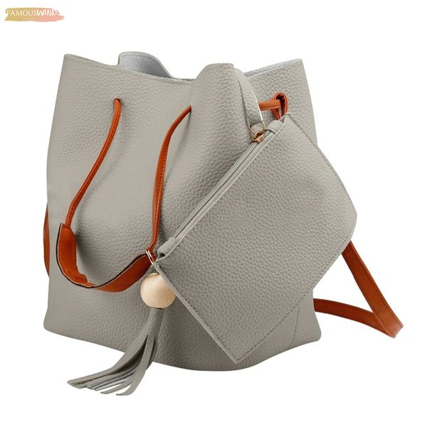 

tassel women shoulder bag solid color mother in law bag high capacity bucket bag handbag messenger cross body females a40