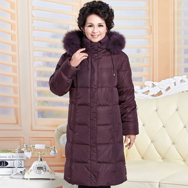

jacket female plus down size warm winter coat jackets for elderly women parkas 2020 long coats abrigos mujer kj506, Black