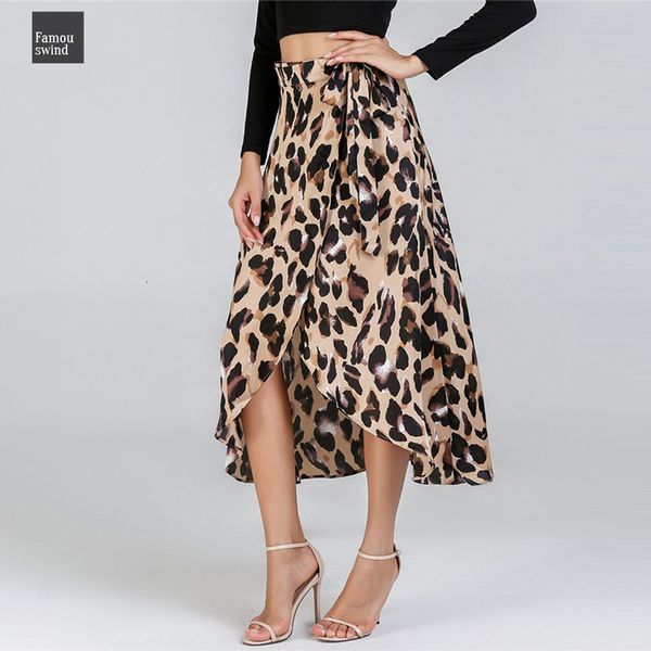 

waist knot skirts leopard print elegant skirt women clothes mid calf ladies casual womens clothing midi skirt, Black