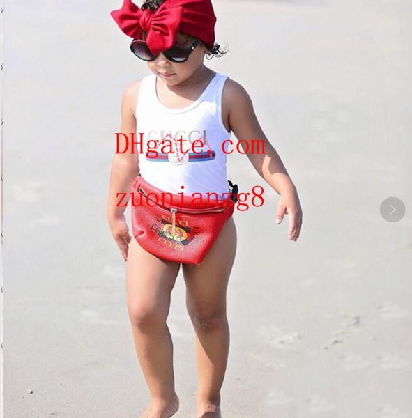 

Ins best selling high end one -piece baby girls jumpsuits swimwear printing letter swimsuit kids beach clothing 2T-8T A-U7
