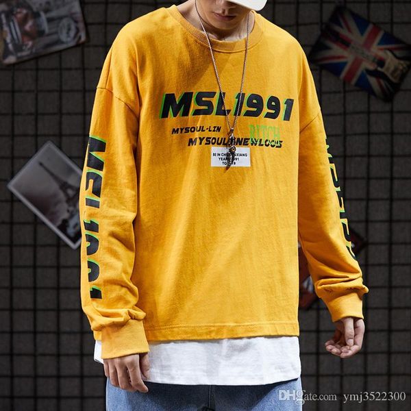 

autumn round-collar sanitary wardrobe hoodies loose high street letter printed fake two long sleeve sweatshirt pink, Black