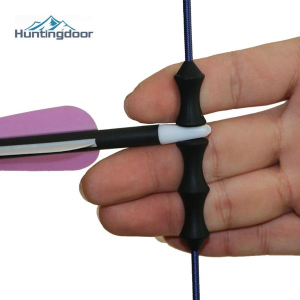 

archery arrow hunting bowstring silicon finger release guard protector finger glove guard bow point for shooting 3, Black;red