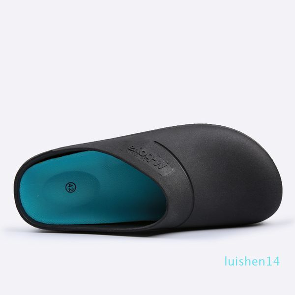

2019 men's chef kitchen summer male mules clogs anti slip surgical hospital antibacterial shoes l14, Black