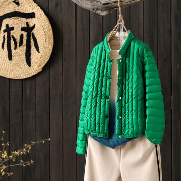 

winter fashion brand single breasted stand collar duck down coat female elegant stitching short warm down parkas wq694 dropship, Black