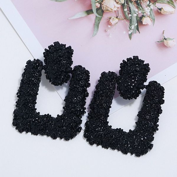 

wholesale-trendy fashion luxury designer vintage exaggerated 3d carved geometric big metal square box woman pendant stud earrings, Golden;silver