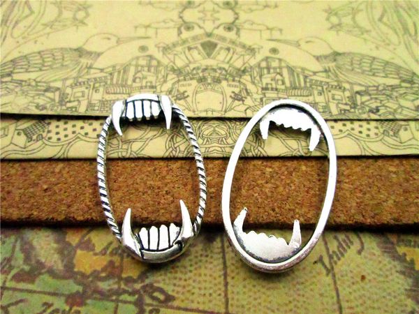 

30pcs-- 37*22mm antique silver vampire open mouth one side charm diy charms pendants, Bronze;silver