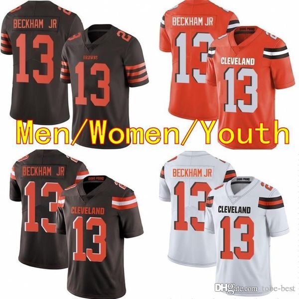 

Men women youth 13 odell beckham jr 2019 new cleveland jer ey 6 baker mayfield brown football jer ey white orange kid titched ale