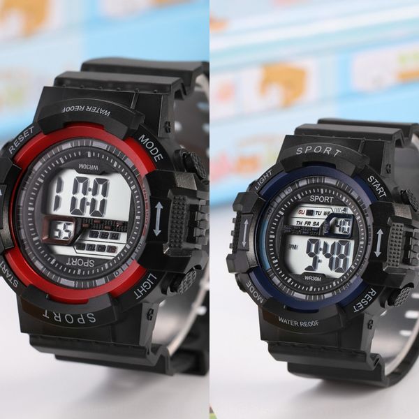 

tj0km youth outdoor sports leisure mountaineering waterproof multifunctional electronic outdoor sports wrist electronic wrist watch multifun, Blue