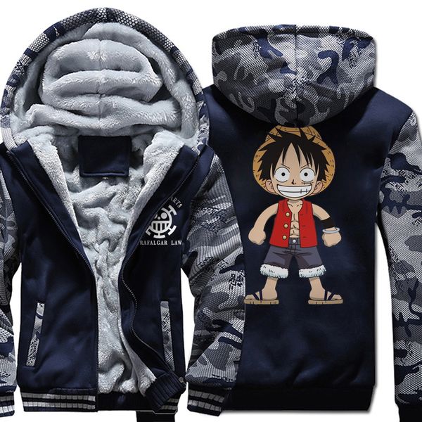

sweatshirts men one piece amine cartoon monkey d luffy print cute hoody 2017 new fashion brand thick hoodies tracksuit harajuku, Black