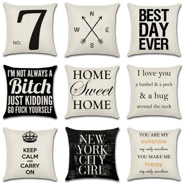 

linen pillowcase square pillow cover letter print bedroom cushion chair seat decorative pillow case home textile 45 x 45cm dhl ing