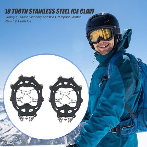 

19 teeth outdoor climbing shoe crampons anti slip walk traction cleats over shoe ice snow grips with carry bag