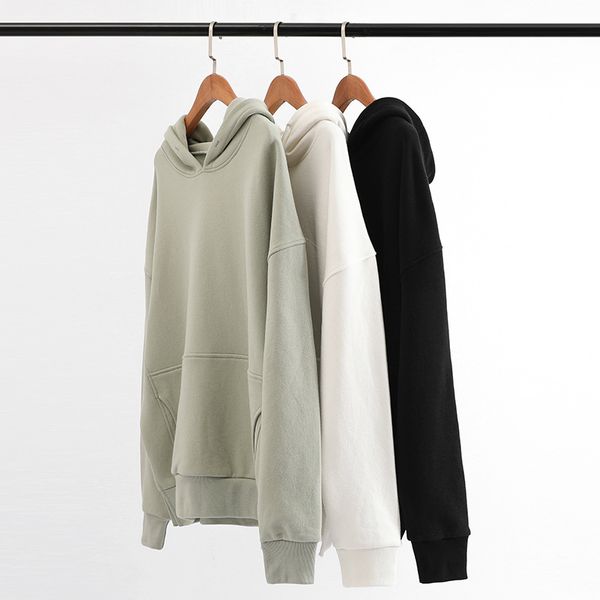 

zhijing spring autumn winter solid color pure cotton 380 grams hooded thick hoodie large size hip hop hoodie men and women, Black