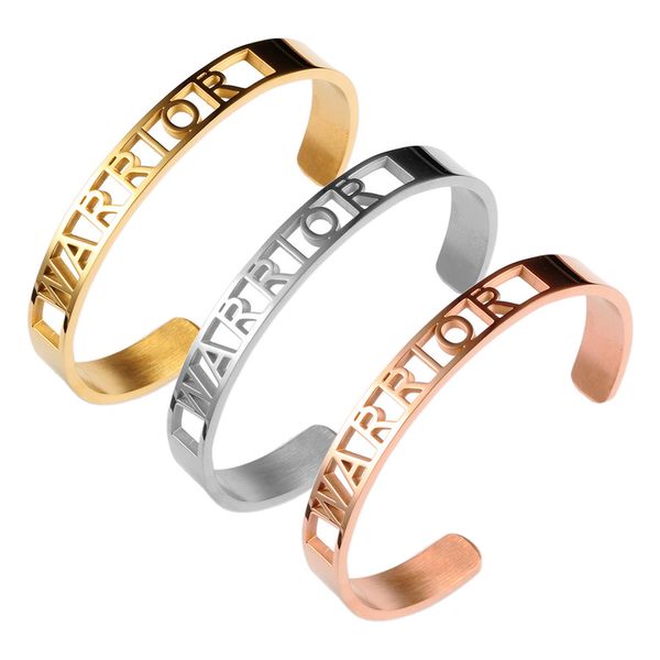 

горячей продажа 8mm женщина браслет из нержавеющей стали bracelet- warrior- вдохновенной гравировка mantra браслеты- серебро, золото, розово, Black