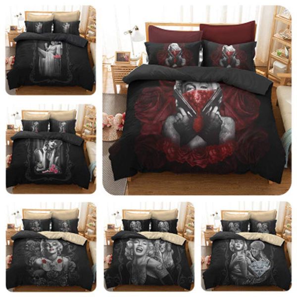

5d/3d skull 3pcs twin/full//king bedding set 172x218cm/200x229cm/228x228cm/259x229cm quilt cover comforter bedding sets