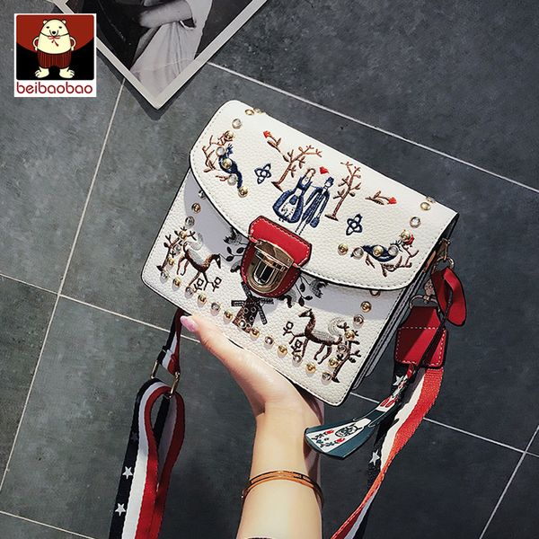 

2019 new women handbags, trend embroidery messenger bag, casual woman shoulder bags, fashion korean version bag