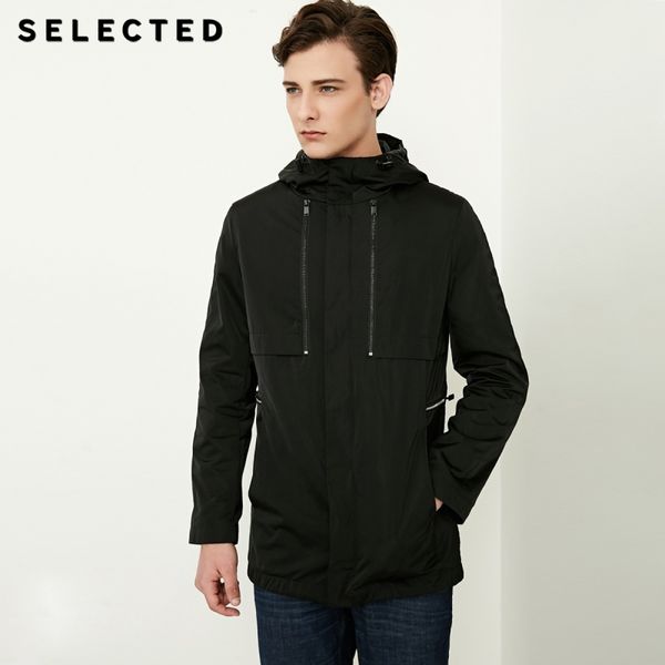 

men's long-sleeved medium length wind coat s|4183om501, Tan;black