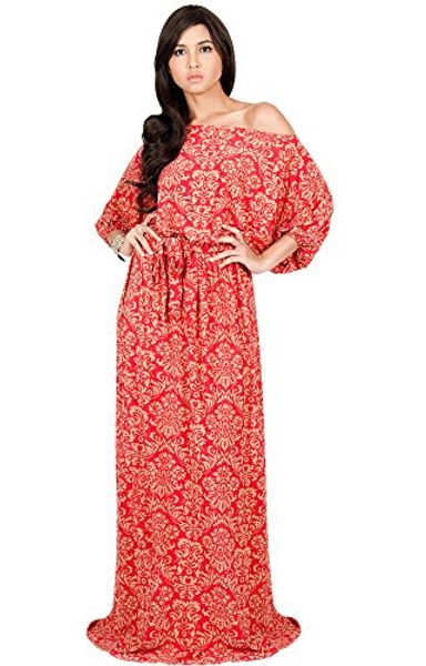 

koh koh womens long one shoulder flowy print casual short sleeve maxi dress, Black;gray