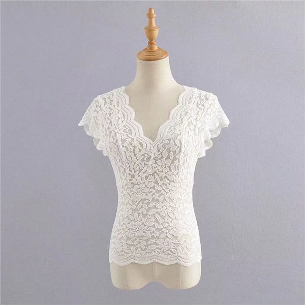 

женские сексуальные кружева дизайнер футболки круглый вырез с коротким рукавом полые сплошной цвет женская одежда лето повседневная одежда, White