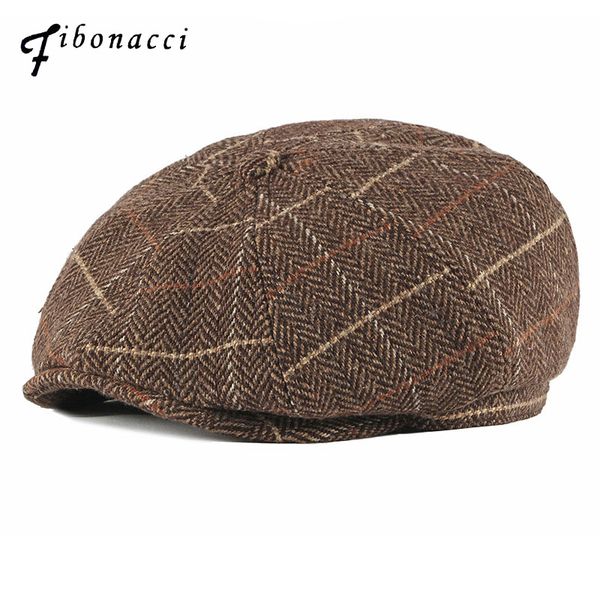 

fibonacci 2019 new men newsboy cap 8 panel plaid brand quality wool hat flatcap ivy vintage autumn winter beckham beret, Blue;gray
