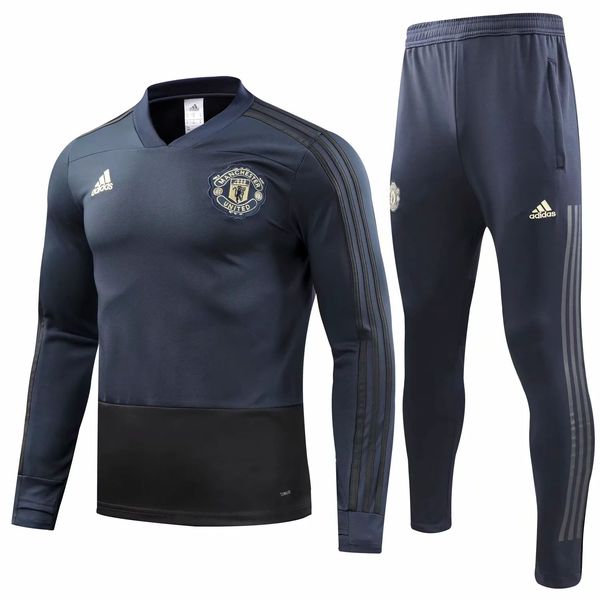 

qualtiy new man united training suit pogba tracksuits lukaku soccer jerseys sanchez maillot de foot, Blue;black