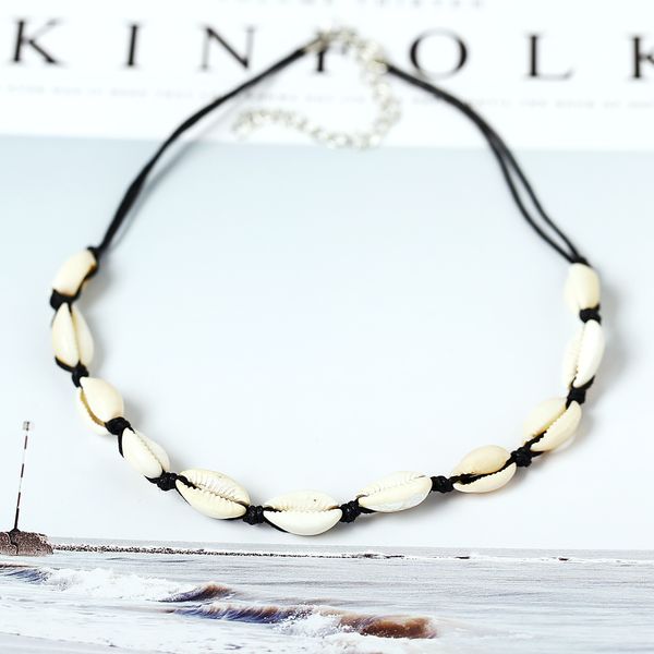 

hand woven shell necklace, White
