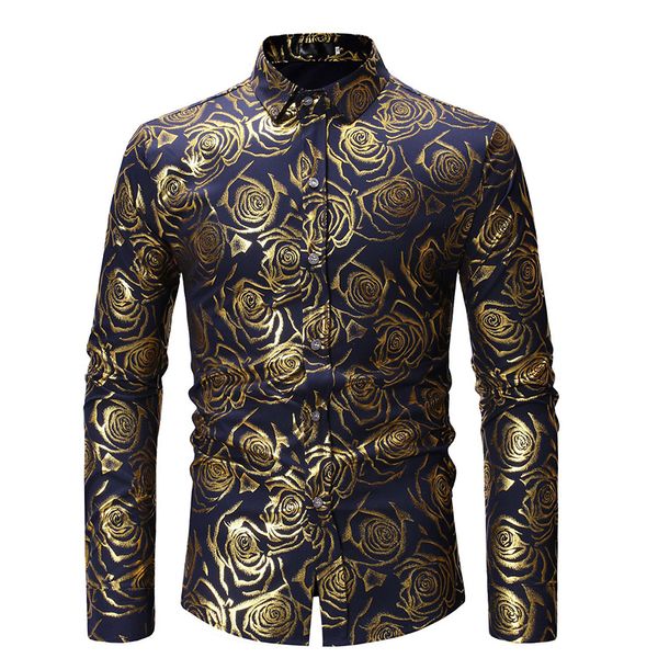 

spring and autumn fashion new men's casual long sleeve shirt male slim fit fashion printting lapel shirt clothes man, White;black