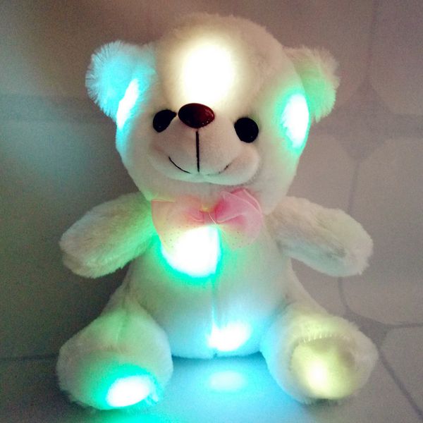 

colorful led flash light bear doll plush animals stuffed toys size 20cm-22cm bear gift for children christmas gift stuffed plush toy 12pcs