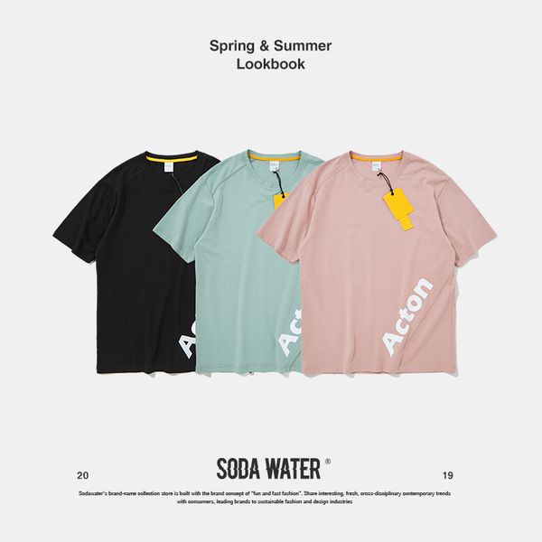 

soda water 2019 new arrival brand t-shirts men short sleeve o-neck casual slim fit tees men clothes 91170s, White;black