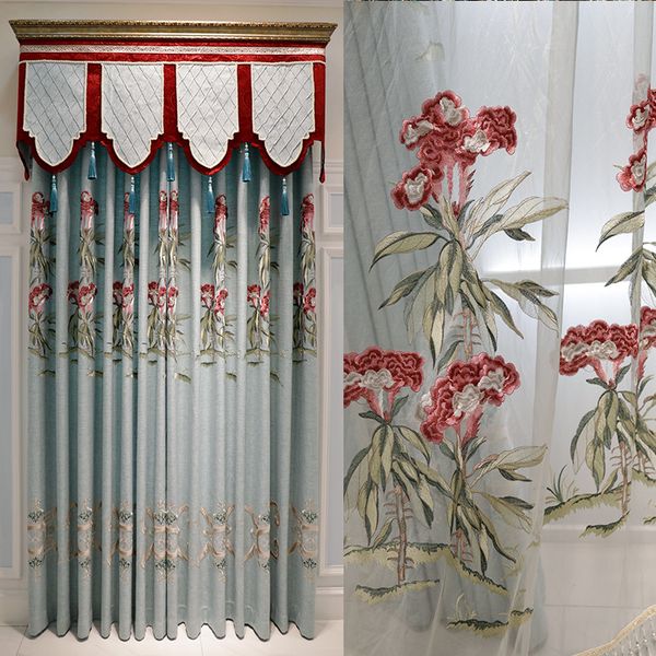 

new chinese chenille shading water-soluble embroidery curtains for living dining room bedroom