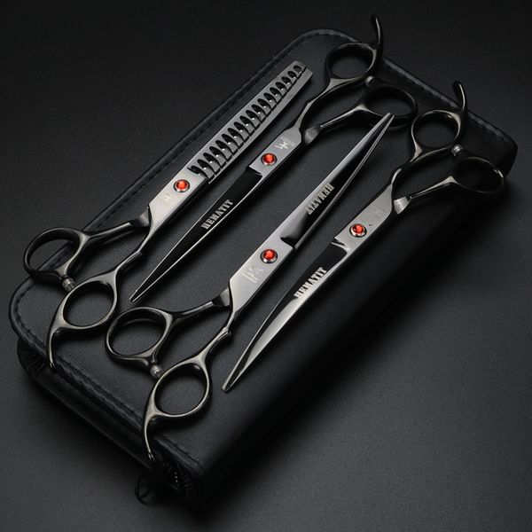 

xuanfeng professional jp440c 7.0 inch black high-end pet dog grooming scissors thinning shears hairdresser barber haircut animal shear