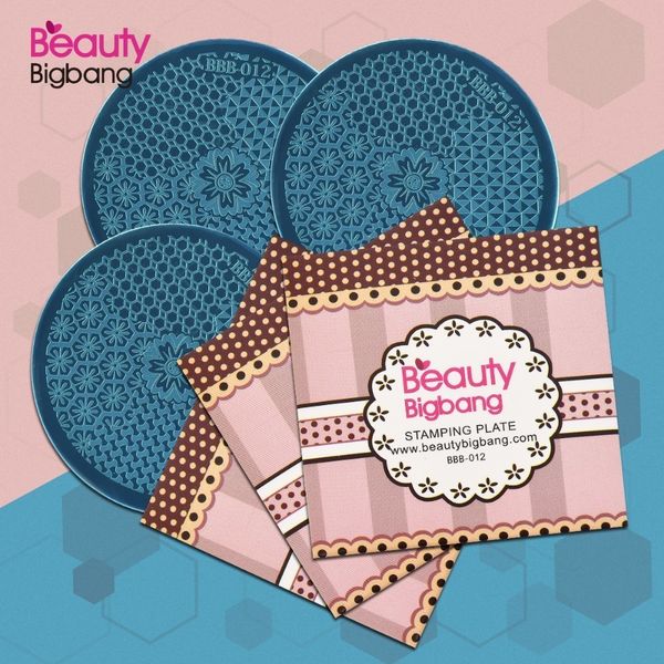 

1 pc beautybigbang round nail stamping template plates flowers geometric image polish transfer diy tools for nail art, White