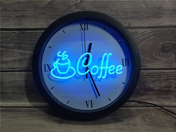 

0b433 coffee cup shop cappuccino cafe app rgb led neon light signs wall clock