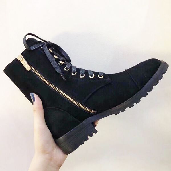 

2019 new classic zipper luxury fashion wild latest women designer martin boots rubber sole 100% genuine leather size 35-40 original packagi, Black