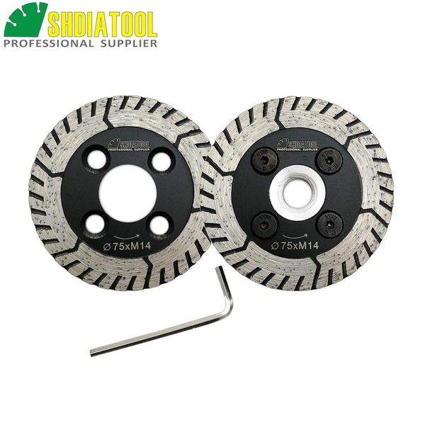 

shdiatool 1pc 75mm diamond cutting grindng disc with flange and 1pc blade dia 3"/75mm dual saw blade for granite marble concrete