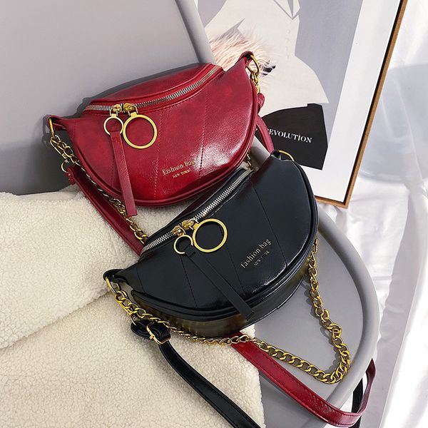 

female bag 2020 new fashion shoulder messenger bag ring fold saddle