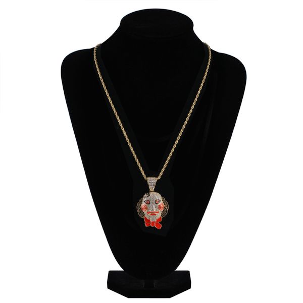 

2019 new hip hop lil diamond necklace micro cubic zirconia copper pendant necklace set with diamonds 18k gold plating cuba chain, Black