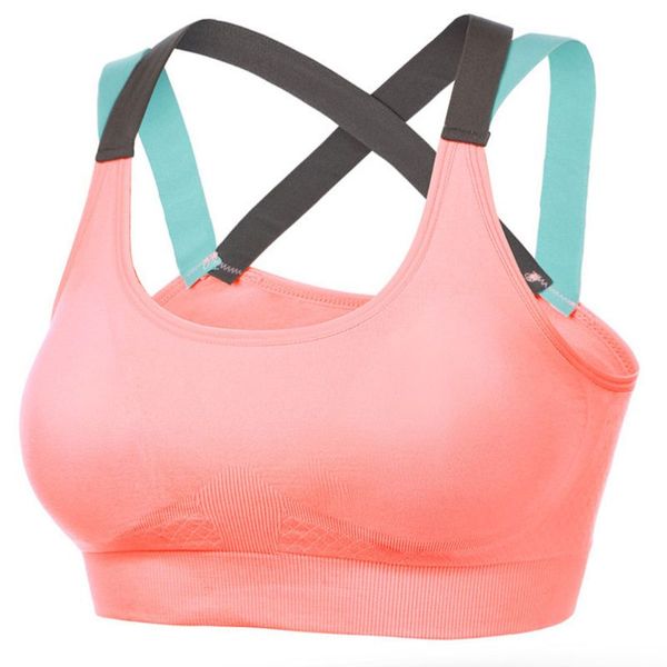 

2020 new women cross x-back sports bra seamless removable padded workout vest underwear, White;black