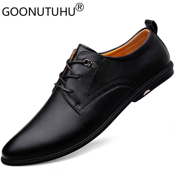 

2019 new men's shoes dress genuin leather male classic black lace up party shoe man elegant office formal shoes for men sale