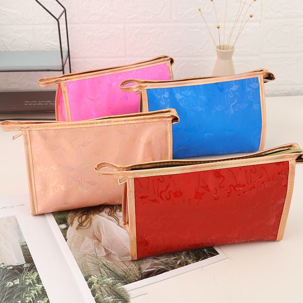 

2020 new women's cosmetic bag square pvc cosmetic storage bag portable solid color ladies