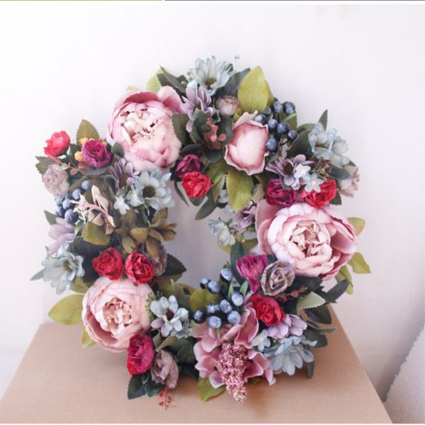 

diy handwork simulation peony wreath 35cm wall hanging decoration candlestick simulation flowers ing