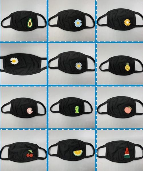 

детская защитная маска антипылевая многоразовая моющаяся хлопчатобумажная удобная дышащая наружная половина лица покрывает черный белый 3y-8