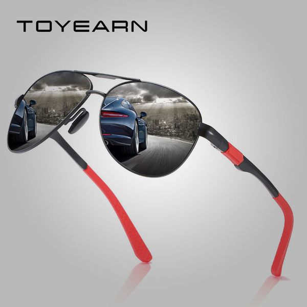

toyearn vintage men's aluminum magnesium pilot hd polarized sunglasses men brand driving goggles mirror sun glasses for men, White;black