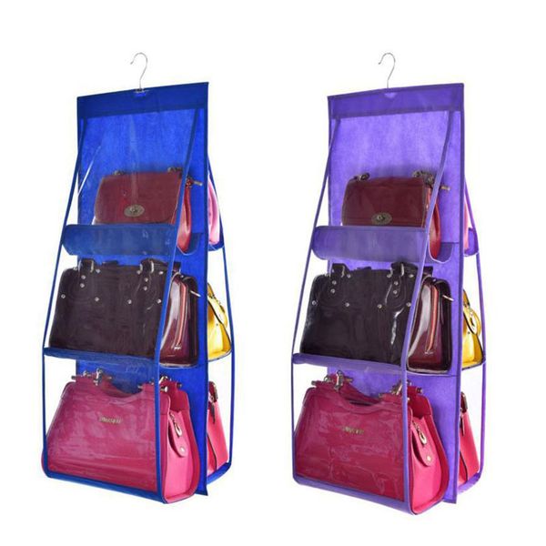 

3 layers folding shelf bag 6 pocket foldable hanging bag purse handbag organizer door sundry pocket hanger storage closet hanger