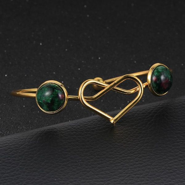 

boho natural gem stone heart love statement bracelets bangles for women crystal amethysts bead ladies jewelry gift, Black